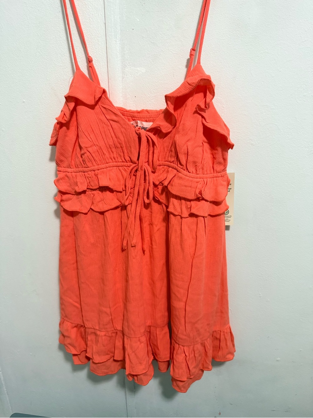 No Boundaries Coral Ruffle Tie-Front Cami